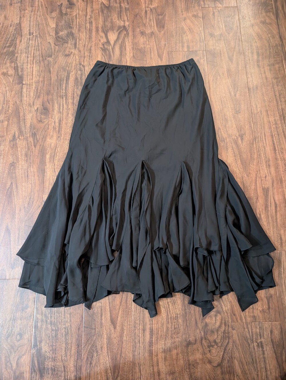 J.B.S. XL Y2K Black Ruffled High-Low Skirt Women's Fairy Hem Vintage